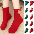 thumbnail image 1 of QIUOMBBP Green Kids Socks Winter Fashion Ruffled Knitted Cotton Socksing with Cute Decorations Chrismas Ankle Sock, 1 of 4