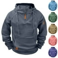 thumbnail image 1 of QIUOMBBP Hoodies for Men Cargo Tactical Quarter Zip Up Sweatshirt Hooded Pullover Fall Winter Oversized Outdoor Hoodie Navy XL, 1 of 5