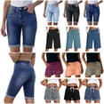 thumbnail image 1 of QIUOMBBP Jean Shorts Womens Summer Drawstring High Waisted Short Jeans Pull On Ripped Distressed Denim Shorts with Pockets Khaki XXL, 1 of 8