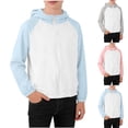 thumbnail image 1 of QIUOMBBP Kid Breathable Sun Protection Shirt Color Blocked Long Sleeve Hoodie Jacket Outdoor Zip Jacket for Hiking Gray 5-6 Years, 1 of 10