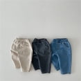 thumbnail image 1 of QIUOMBBP Kids Baggy Jeans Elastic Waist Vintage Athletic Joggers Trendy Wide Leg Denim Pants with Pockets Blue 6 Months, 1 of 6