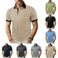 thumbnail image 1 of QIUOMBBP Knit Polos Shirts for Men Short Sleeve Lapel Collared Ribbed Tees with Pocket Summer Loose Casual Lightweight Golf Tshirts Navy M, 1 of 9