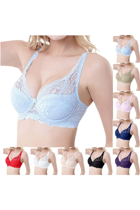 Lace Bras for Women Mesh Sheer Push Up Bra with Underwire Soft Comfortable Breathable Everyday Bralettes White 75C