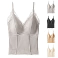 thumbnail image 1 of QIUOMBBP Lace Tank Tops for Women V Neck Spaghetti Strap Camisole Lingerie Stretchy Slim Fit Bustier with Built in Bra White L, 1 of 6