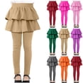 thumbnail image 1 of QIUOMBBP Leggings with Ruffle Skirt School Uniform Solid Color Casual Legging Skorts Cute Clothes Purple, 1 of 9