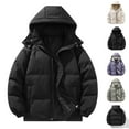 thumbnail image 1 of QIUOMBBP Men's Winter Cotton Parka Outdoor Hooded Thickened Windproof Cotton Jacket Fluffy Warm Casual Down Jackets with Pockets Purple XL, 1 of 4