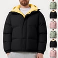thumbnail image 1 of QIUOMBBP Men's Winter Padded Jacket Zip Up Long Sleeve Parka Hooded Coat Casual Thick Warm Outdoor Puffer Jackets Pink S, 1 of 4