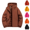 thumbnail image 1 of QIUOMBBP Mens Big and Tall Rain Jackets Waterproof with Hood Zip Up Quilted Lined Rain Coat Winter Outdoor Thicken Warm Windbreaker, Hot Pink, XL, 1 of 3