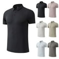 thumbnail image 1 of QIUOMBBP Mens Compression Polos Shirts Summer Slim Fit Quick Dry Sport Tshirt Button Casual Collared Short Sleeve Ice Silk Tee Khaki M, 1 of 5