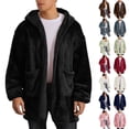 thumbnail image 1 of QIUOMBBP Mens Fuzzy Cardigan Jacket Sherpa Fleece Thermal Hoodie Coats Oversized Plush Long Sleeve Winter Jacket with Pockets Brown S, 1 of 10
