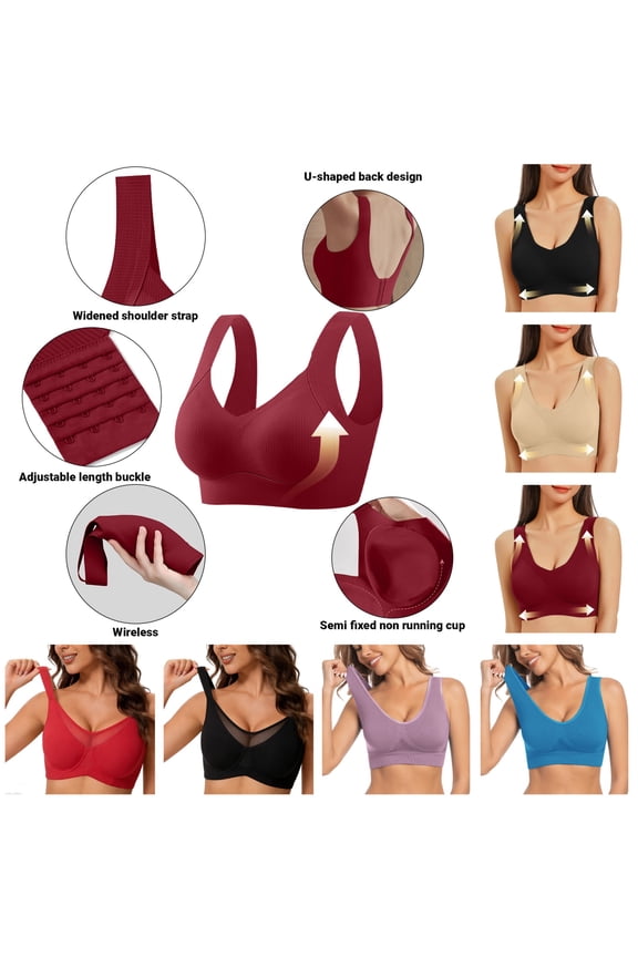 QIUOMBBP Mesh Sports Bras for Women High Support Wireless Bras with Support and Lift Bralettes Breathable Cool Liftup Air Bra Blue XXL