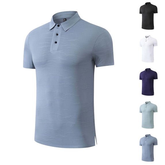 QIUOMBBP Muscle Polos Shirts for Men Summer Slim Fit Performance Quick Dry Athletic Tops Button Casual Collared Short Sleeve Ice Silk Tees Green L
