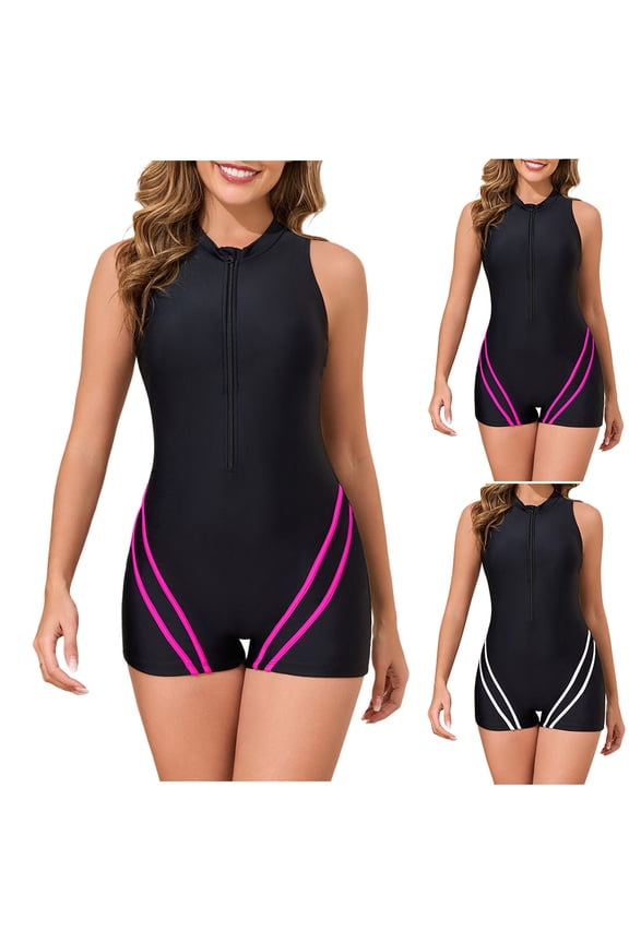 One Piece Rash Guard for Women Half Zip UV Protection Romper Bathing Suit Beach Surfing Swimsuit White M