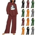 thumbnail image 1 of QIUOMBBP Pajama Sets for Women 2 Piece Loungewear Halloween Funny Ghost Graphic Long Sleeve Shirts Matching Wide Leg Pants Sleepwear Outfits, Orange, S, 1 of 5