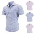 thumbnail image 1 of QIUOMBBP Plaid Button Down Shirts for Men Casual Short Sleeve Dress Tees with Pocket Regular Fit Lightweight Summer Office Work Tshirts Blue M, 1 of 7