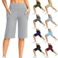thumbnail image 1 of QIUOMBBP Plus Size Long Shorts for Women High Waisted Tummy Control Running Yoga Short Summer Loose Cycling Knee Length Sweatpants Dark Gray XXXXL, 1 of 10