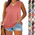 thumbnail image 1 of QIUOMBBP Plus Size Tank Tops for Women Loose V Neck Solid Sleeveless Shirts Summer Casual Comfy Loungewear Top Sky Blue XL, 1 of 9