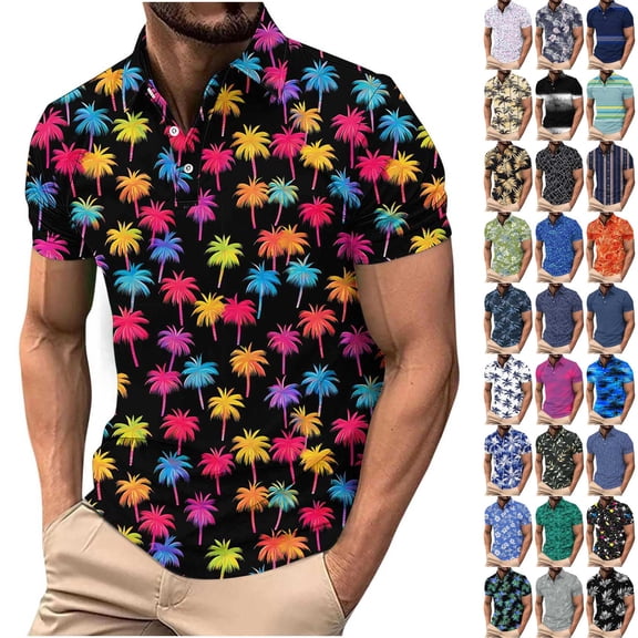 QIUOMBBP Polos Shirts for Men Summer Big and Tall Breathable Sport Golf T-Shirts Short Sleeve Lapel Collared Casual Tops Yellow L