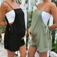 thumbnail image 1 of QIUOMBBP Pregnant Women's Solid Color Maternity Adjustable Waist Solid Color Shoulder Strap Jumpsuit Shorts Black S, 1 of 10