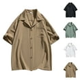 thumbnail image 1 of QIUOMBBP Short Sleeve Dress Shirts for Men Solid Button Down Tees with Pocket Relaxed Fit Casual Summer Outdoor Hiking Tshirts Black XL, 1 of 7