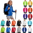 thumbnail image 1 of QIUOMBBP Solid Color Hooded Rain Jackets for Kids Zip Up Athletic Jackets with Pockets Lightweight Outerwear Green 5-6Years, 1 of 10