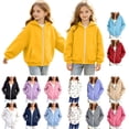 thumbnail image 1 of QIUOMBBP Solid Color Zip Up Jackets for girls Long Sleeve Hooded Sweatshirts with Pockets Warm Outdoor Outerwears Gray 130, 1 of 10