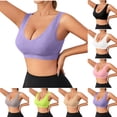 thumbnail image 1 of QIUOMBBP Sport Bras for Women Wireless Seamless Full Coverage Pull-On V Bra Supportive Push Up Yoga Workout Bralette Purple L, 1 of 9
