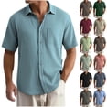 thumbnail image 1 of QIUOMBBP Summer Big and Tall Shirts for Men Short Sleeve Textured Button Down Tees Loose Casual Lightweight Beach Vacation Tshirts Watermelon Red XXL, 1 of 6