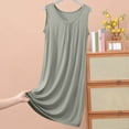 thumbnail image 1 of QIUOMBBP Summer Nightgowns for Women Sleeveless Crew Neck Chemise Sleepwear Loose Comfy Lounge Dresses Solid Color Basic Pajama Dress Watermelon Red XXL, 1 of 6