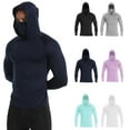 thumbnail image 1 of QIUOMBBP Sun Protection Hoodie for Women Unisex Long Sleeve Summer Tops with Face Mask & Thumb Holes Lightweight Breathable Outdoor Sport Shirts Sky Blue XL, 1 of 9