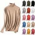 thumbnail image 1 of QIUOMBBP Turtleneck Tops for Woman Long Sleeve Crew Neck Thermal Shirts Lightweight Sweaters Fitted Soft Top Black XL, 1 of 7