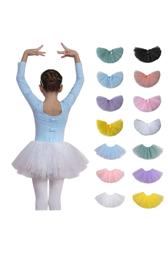 Tutu Skirts for Kids Halloween Costume Party Dress Fluffy Ballet Tulle Mesh Layered Skirt Purple