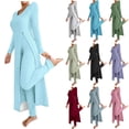 thumbnail image 1 of QIUOMBBP Two Piece Knit Sets for Women Casual Long Sleeve Round Neck Dress and Soft Tight Leggings Loungewear Outfits, Green, XXXL, 1 of 8