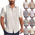 thumbnail image 1 of QIUOMBBP Vintage Print Shirts for Men Summer Loose Casual Comfy Hawaiian Tshirts Plus Size Short Sleeve Button Down Tees Purple M, 1 of 7