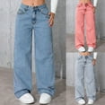 thumbnail image 1 of QIUOMBBP Wide Leg Jeans for Women High Waisted Loose Classic Washed Denim Pants with Pockets, Gray, L, 1 of 8