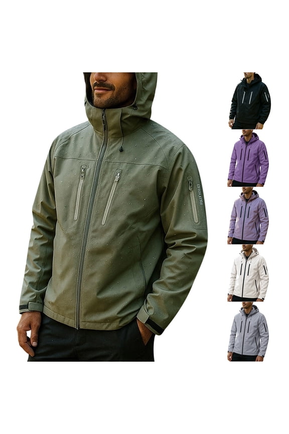 Windbreaker Hoodie Jackets for Men Lightweight Zip Up Sweatshirt Hoodies with Pockets Winter Thicken Warm Outdoor Rain Coat, Hot Pink, XXXL