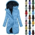 thumbnail image 1 of QIUOMBBP Winter Clothing for Women Waterproof Fleece Lined Hooded Long Puffer Jacket Solid Color Sherpa Warm Parka Coats with Pockets, Gray, XXXXL, 1 of 9