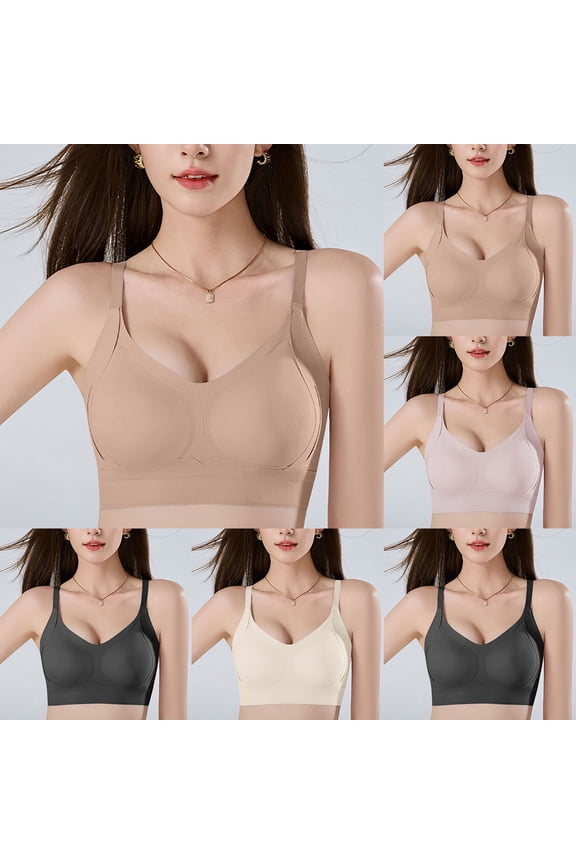 Wireless Bras for Women Seamless Push Up Supportive Anti Sagging Bra Full Coverage Everyday Bralettes Purple M