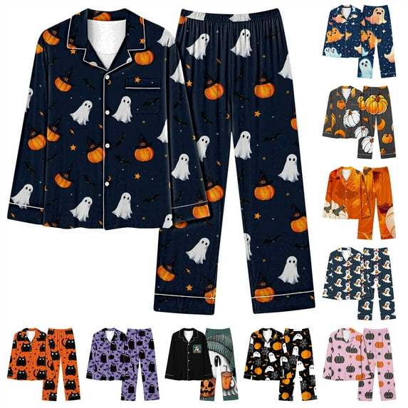 QIUOMBBP Woman 2 Piece Pajama Sets Long Sleeve Button Down Sleepwear with Pockets Matching Wide Leg Pants Lounge Set Nightwear, Purple, L