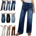 thumbnail image 1 of QIUOMBBP Woman Baggy Barrel Jeans Casual Button Fly Wide Leg Curved Denim Trousers Vintage Distressed Jean Pants, 1 of 7