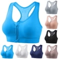 thumbnail image 1 of QIUOMBBP Woman High Impact Sports Bras High Support Breathable Sports Bra Workout Bras Front Zipper Racerback Yoga Bra Sky Blue XL, 1 of 6