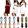 thumbnail image 1 of QIUOMBBP Women Loose Nursing Dress Short Sleeve Round Neck Maternity Dress Summer Casual Breastfeeding Dress Army Green S, 1 of 9