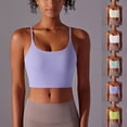 thumbnail image 1 of QIUOMBBP Women's Athletic Bra Workout Yoga Gym Cami Crop Tank Top Spaghetti Strap Slim Fitted Solid Shirts White S, 1 of 9