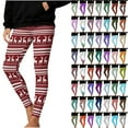 thumbnail image 1 of QIUOMBBP Women's Christmas Leggings Holiday High Waisted Workout Yoga Pants Trendy Stripe Print Tights, Wine, M, 1 of 10