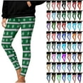 thumbnail image 1 of QIUOMBBP Women's Christmas Leggings Striped Printed Yoga Pants High Waisted Tummy Control Activewear Workout Leggings, Khaki, XL, 1 of 10