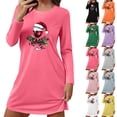 thumbnail image 1 of QIUOMBBP Women's Christmas Sleepwear Ugly Graphic Long Sleeve Shirts Casual Crewneck Pajama Dresses Loungewear, Hot Pink, XL, 1 of 7