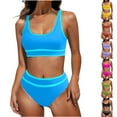 thumbnail image 1 of QIUOMBBP Women's High Waist Bikini Set Full Coverage Cropped Swimsuits Top Triangle Bottom 2 Piece Bathing Suit for Beach Sport Yellow M, 1 of 6
