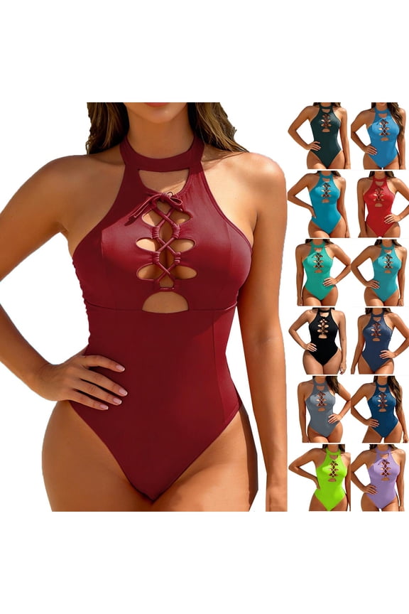 Women's One Piece Tummy Control Swimsuit High Neck Cutout Ruched Bathing Suit Slimming Swimwear for Beach Sport Navy XL