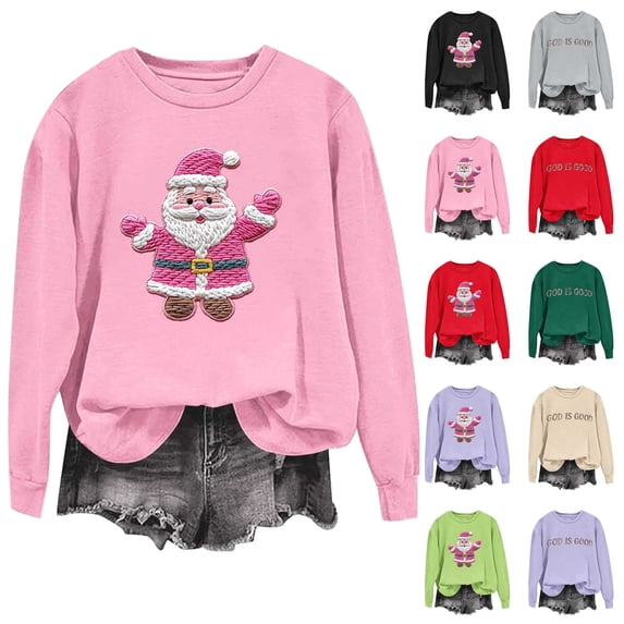 QIUOMBBP Women's Sweatshirt Funny Christ Saying Graphic Pullover Tops Casual Crewneck Long Sleeve Shirts, Khaki, XL