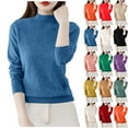 thumbnail image 1 of QIUOMBBP Women's Turtleneck Sweater Solid Chunky Pullover Casual Ribbed Knit Long Sleeve Tops, Black, XXL, 1 of 7